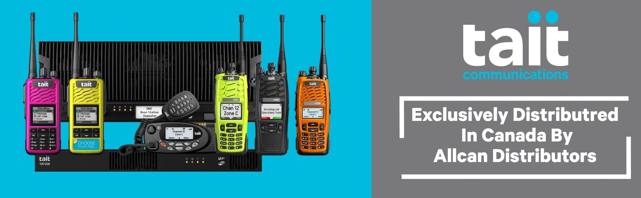 tait communications radios in a variety of colours